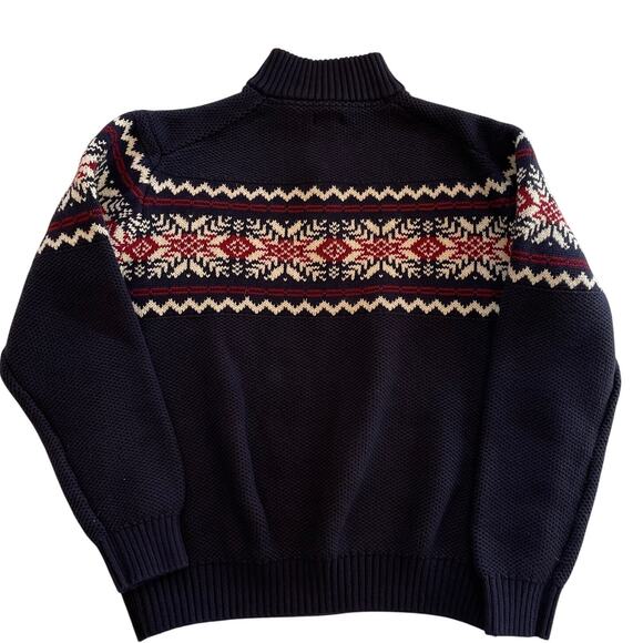 IZOD Men's Cotton Blend Fair Isle Quarter Zip Sweater, Navy, Burgundy Red, XXL - Picture 3 of 8